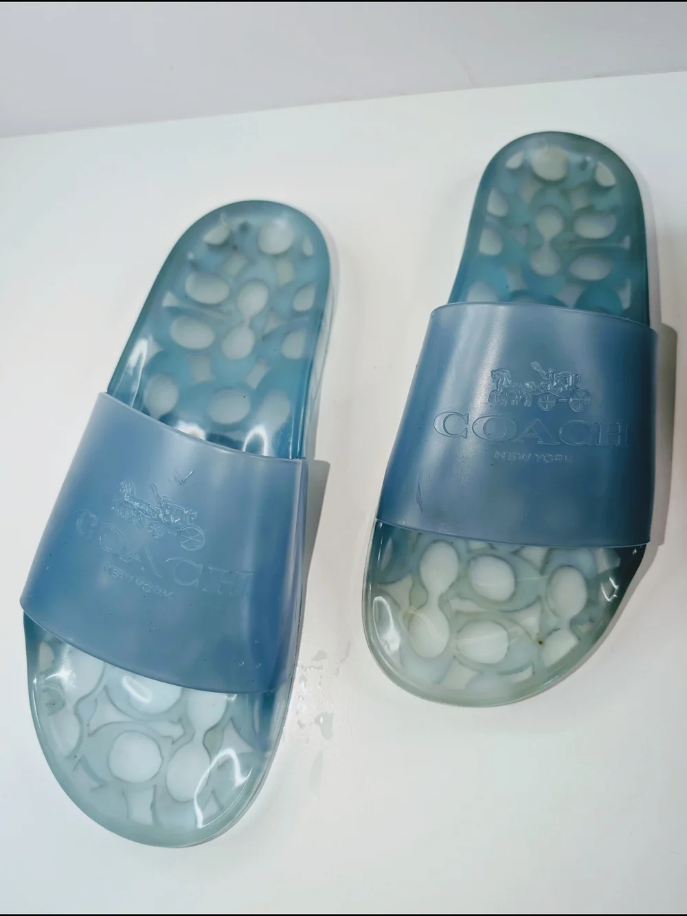 Coach Ulyssa Jelly Shoes Rubber Pool Slides Sandals Size 8 Blue Sea